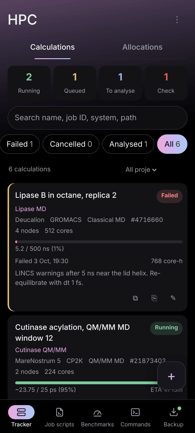 Calculation tracker