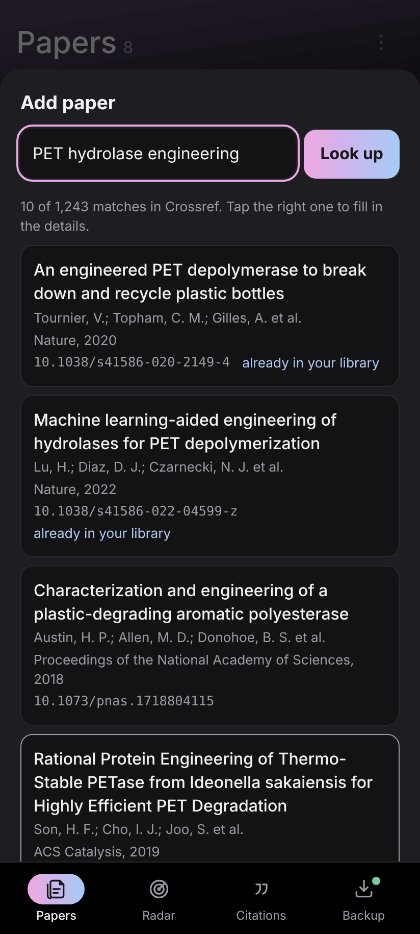 Searching Crossref for a paper
