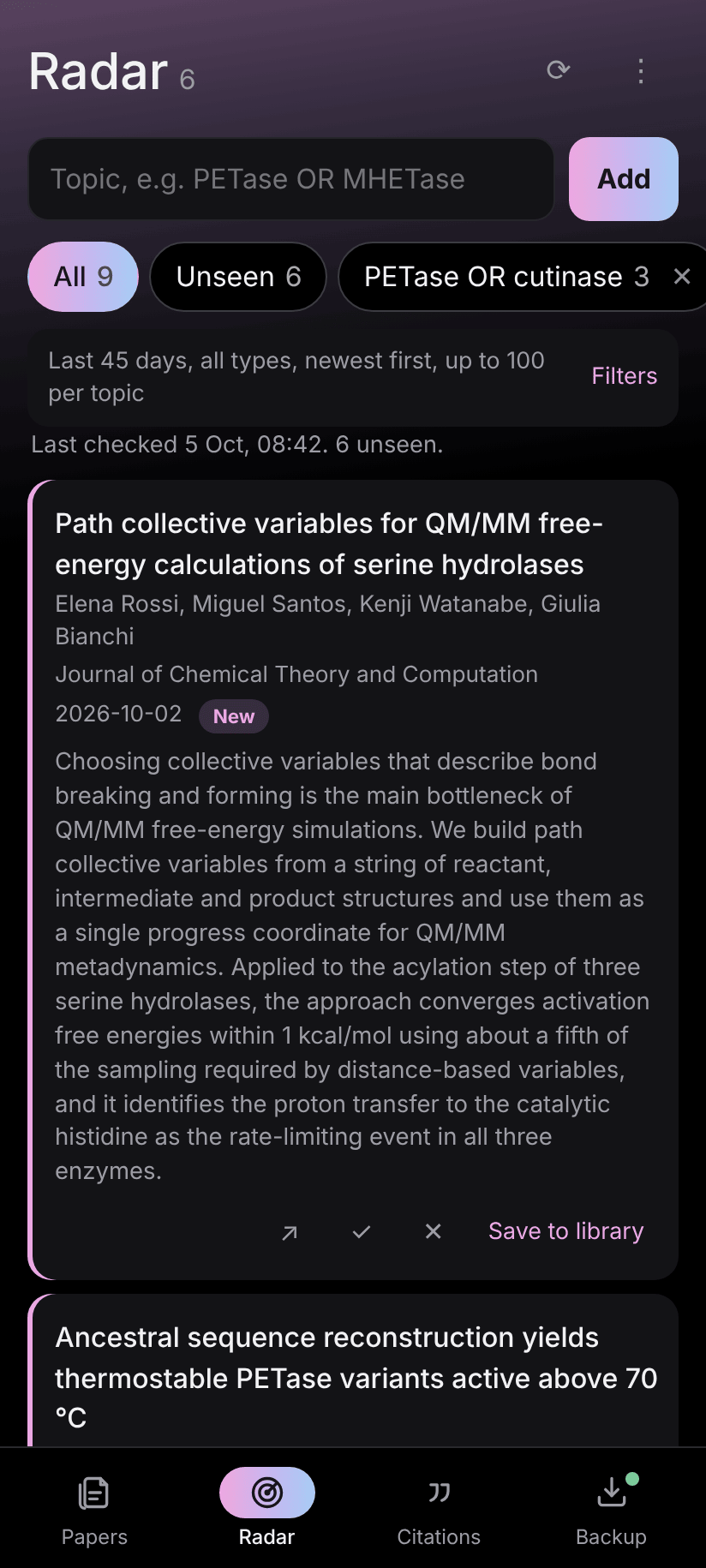 New papers in the radar