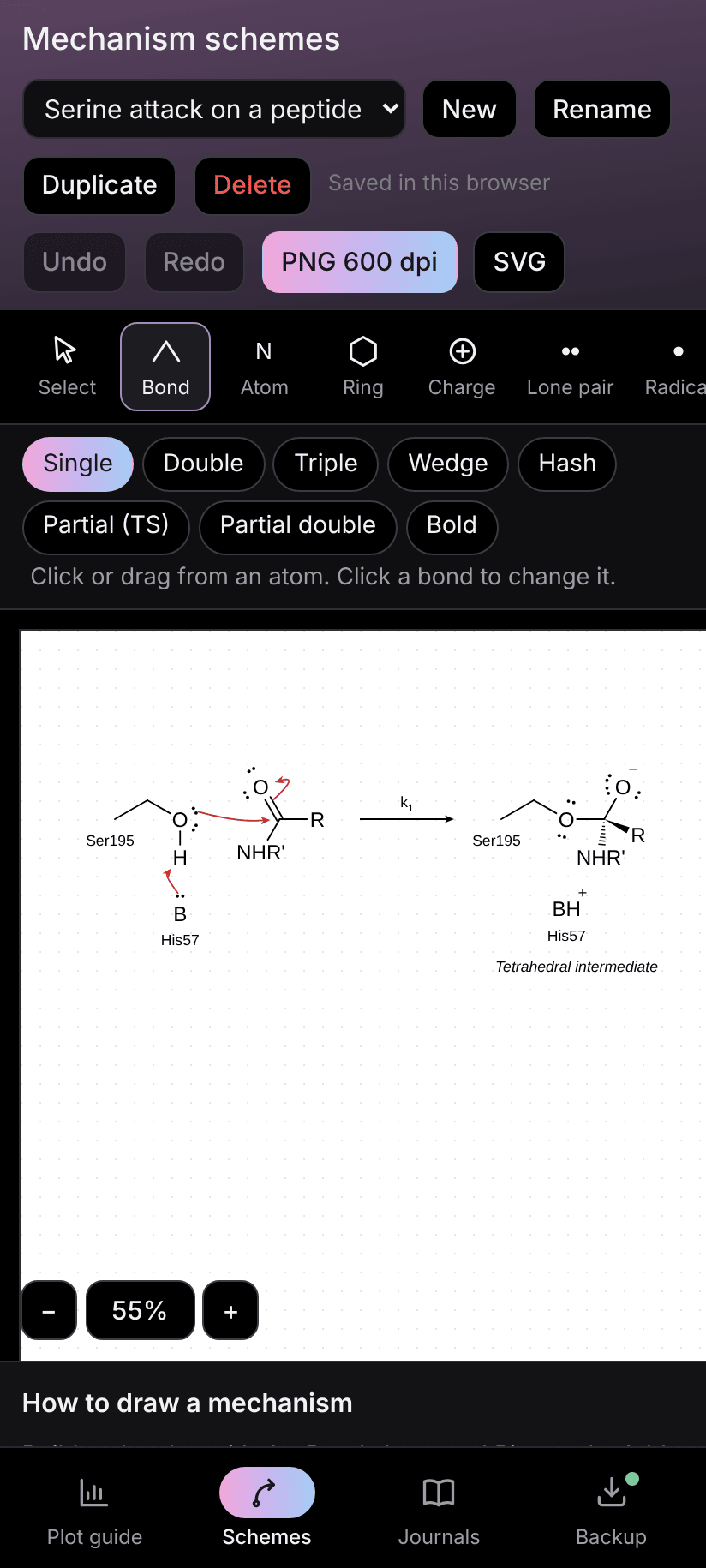 Mechanism scheme editor